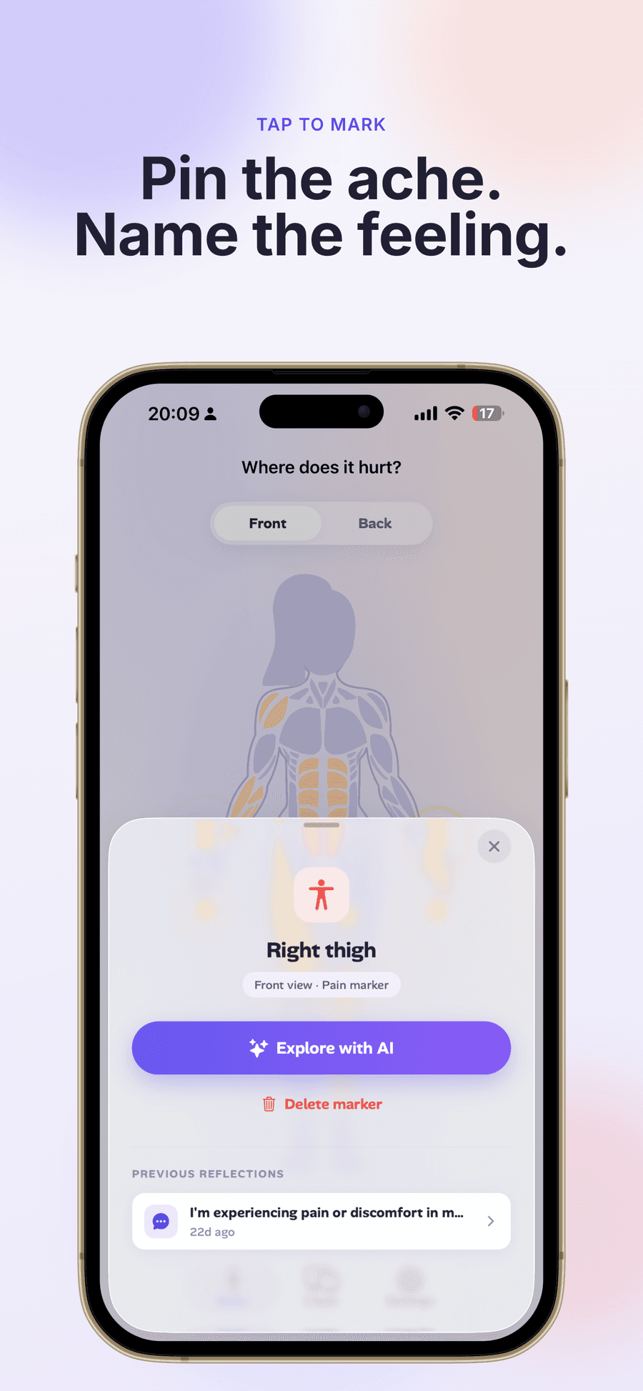 Emotionly — Pin the ache. Name the feeling. Interactive body map