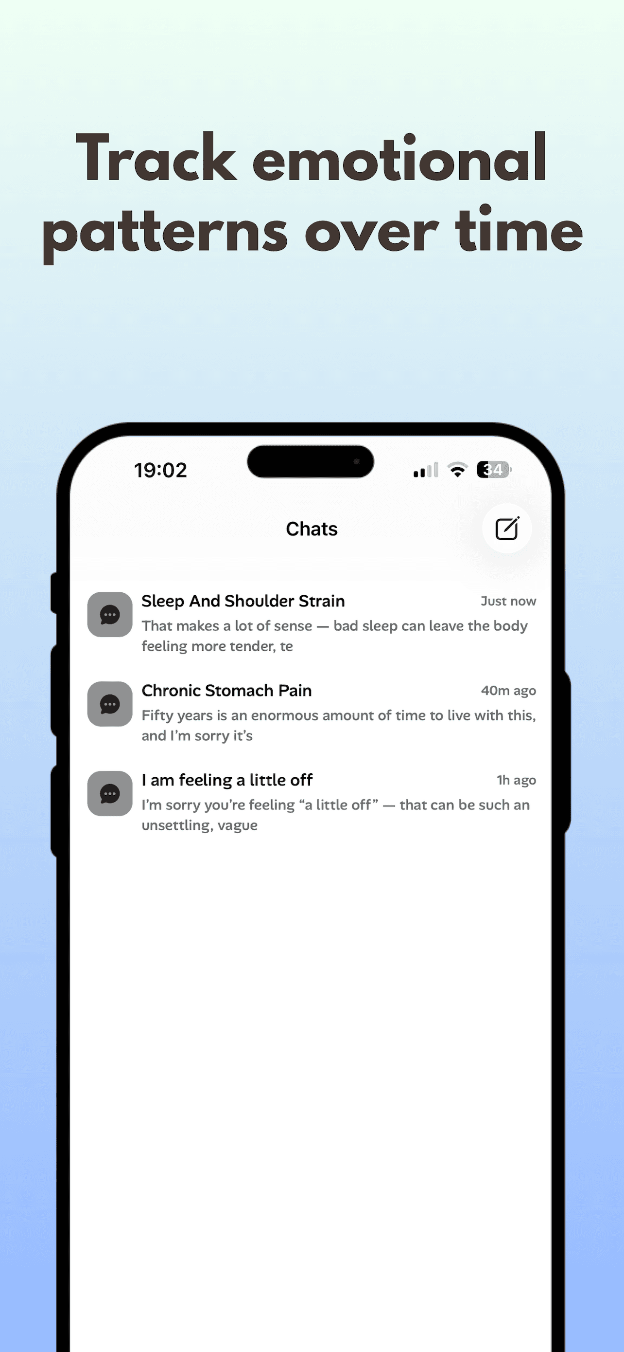 Emotionly conversation history — track reflections and patterns over time